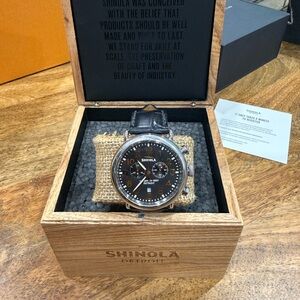 Shinola Black and Silver Chronograph Watch 47MM